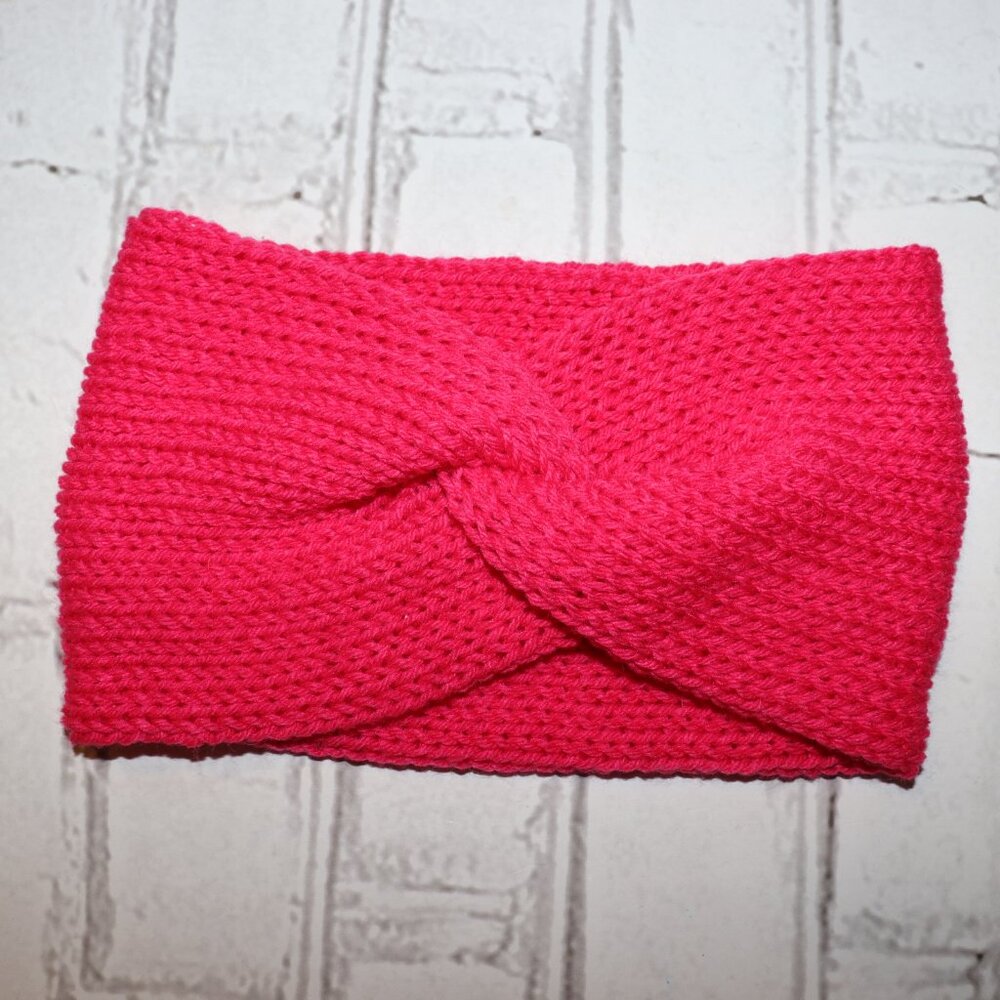 💖 Handmade Twisted Headband · Luxe Yarn 💖 Bright pink · Boutique-crafted ·